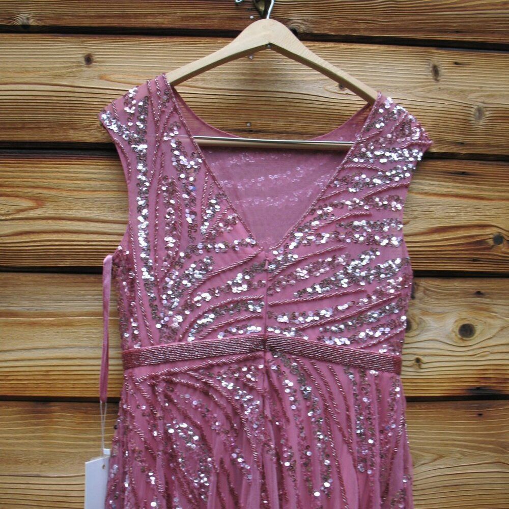 NWT Mac Duggal 5445 Pink Cap Sleeve Embellished Evening Gown - Picture 10 of 12